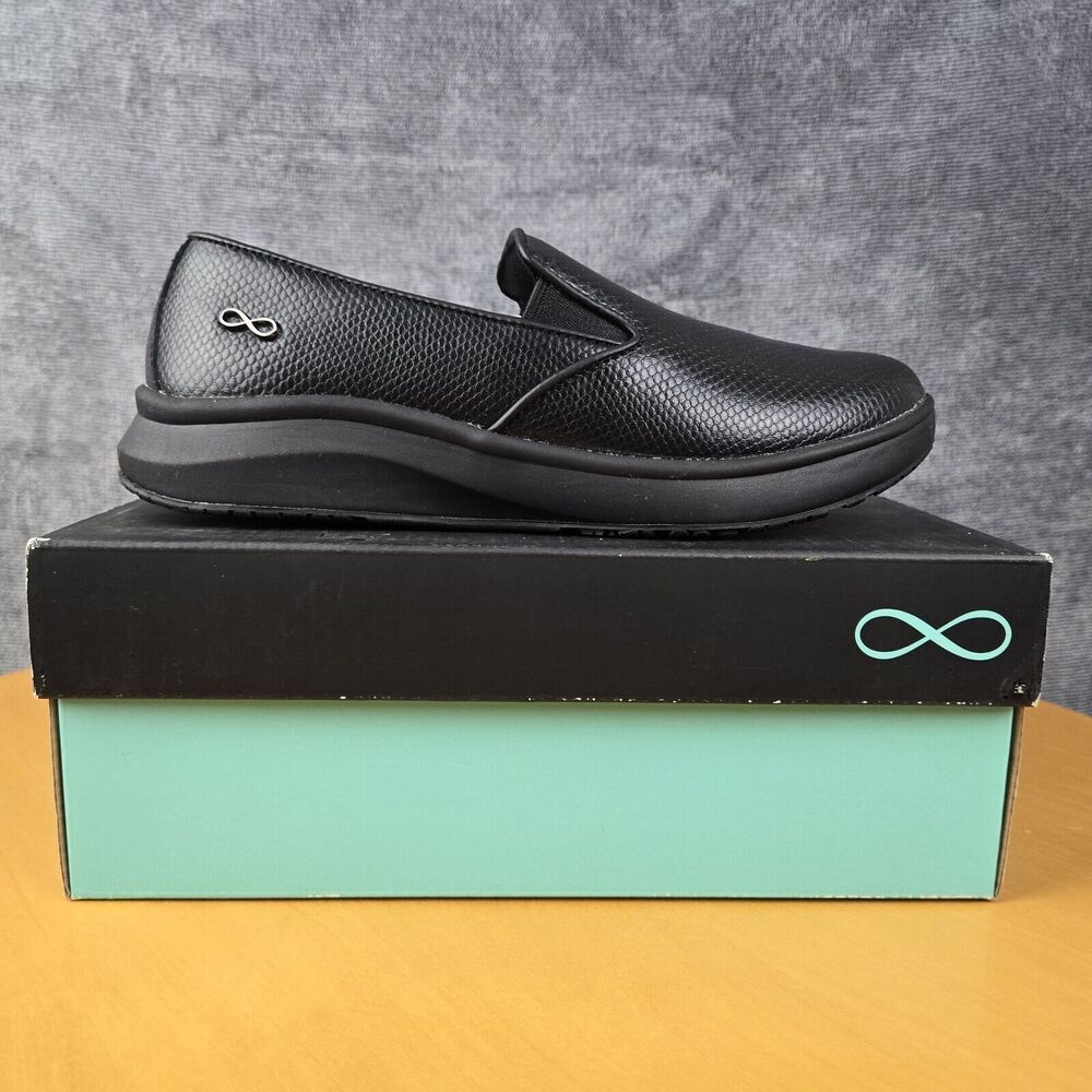 Cherokee Infinity Lift Komodo Nursing Shoes Womens Size 6.5 Black Slip-Ons